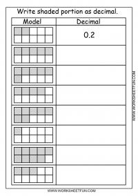 Decimal - Model - Tenths - 2 Worksheets