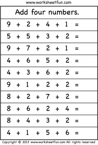 adding 4 numbers