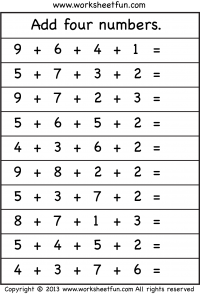 adding 4 numbers