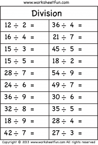 Division Worksheets - 2 Worksheets