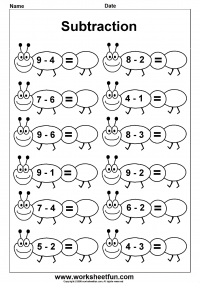 kindergarten subtraction worksheet