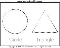 Scissor Cutting Skills - Tracing - Shapes - Circle, Triangle, Square, Rectangle, Rhombus, Oval - Three Worksheets