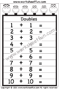 Addition Doubles Worksheet