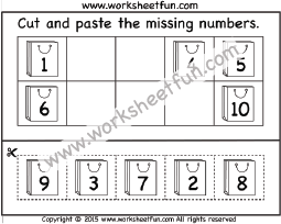 Cut and Paste Missing Numbers 1-10