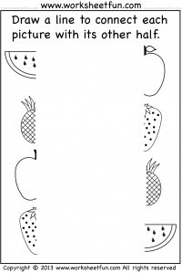 Picture Matching Worksheet - Match the Other Half of the Picture - Connect Other Half - 1 Worksheet