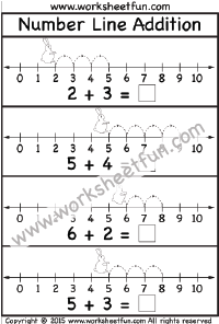 Number Line Addition - 3 Worksheets
