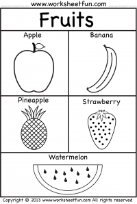Fruits Coloring - 3 Worksheets