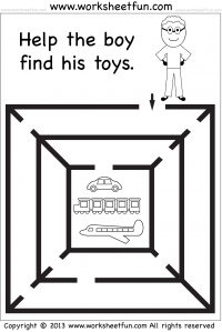 Beginner Mazes - Preschool and Kindergarten - One Worksheet
