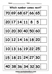 Number Patterns - Number Series - 1 Worksheet