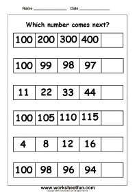 Number Patterns - Number Series - 1 Worksheet