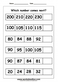 Number Patterns - Number Series - 1 Worksheet