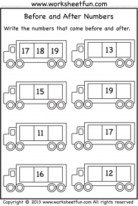 Before and After Numbers - 3 Worksheets