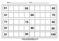 Missing Numbers - 51-100 - Nine Worksheets