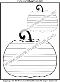 Pumpkin themed writing paper with handwriting lines