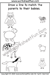 Animal Mothers and Babies - One Worksheet
