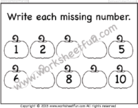 Missing Number Worksheets