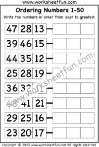 Ordering Numbers 1-50