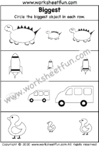 Biggest and Smallest Size Comparison Worksheets