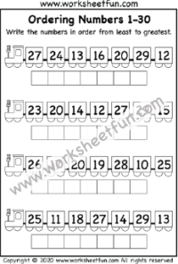 Ordering Numbers 1-30
